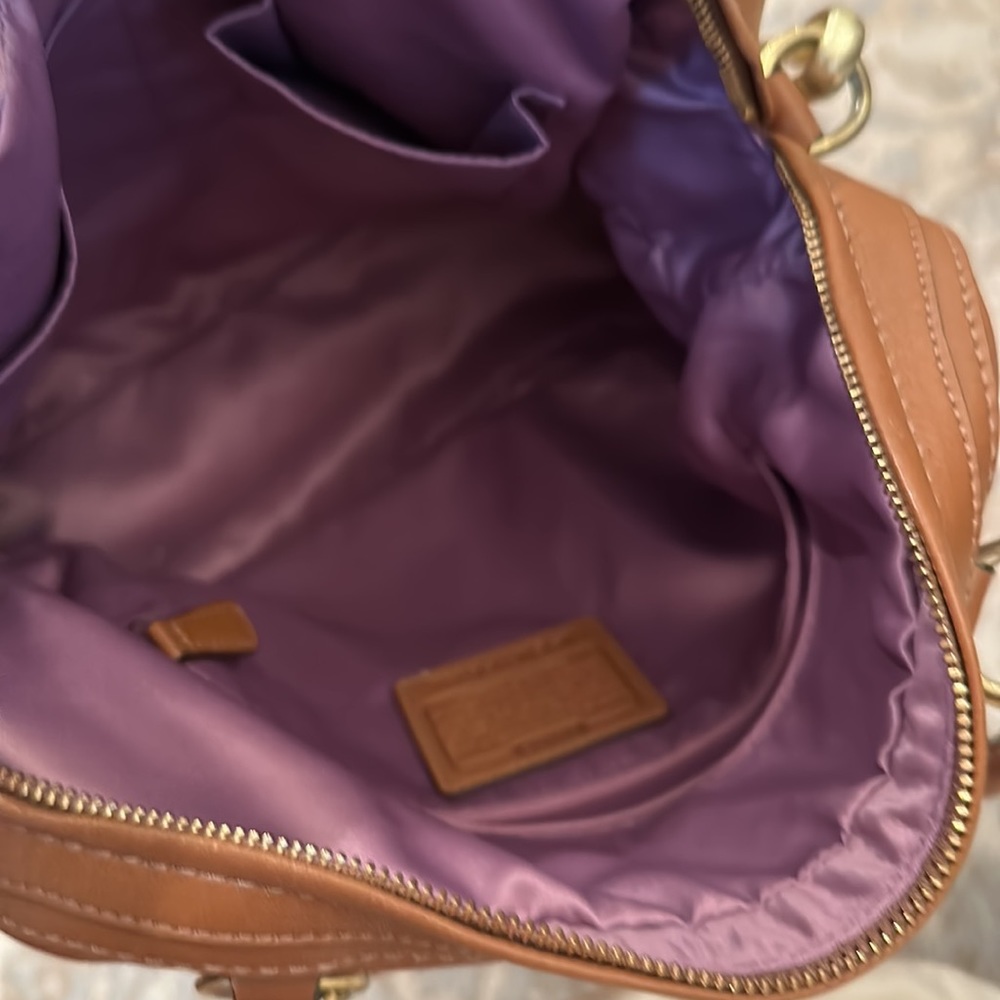 Coach Kristen pleated convertible satchel. Caramel color. - Picture 12 of 13